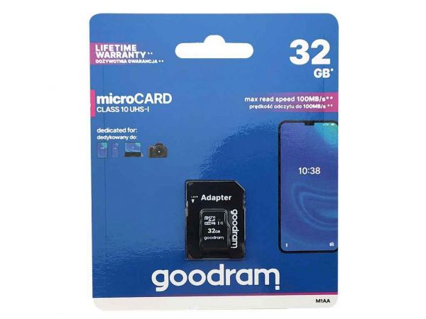     32Gb Micro SD (10) (adapter) UHS-I Goodram -  1