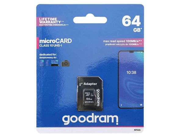  '   64Gb Micro SD (10) (adapter) UHS-I Goodram -  1