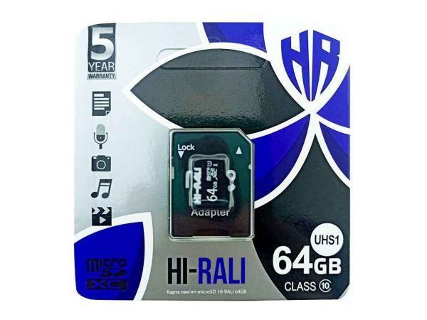  '   64Gb Micro SD (10) (adapter) UHS- Hi-Rali -  1