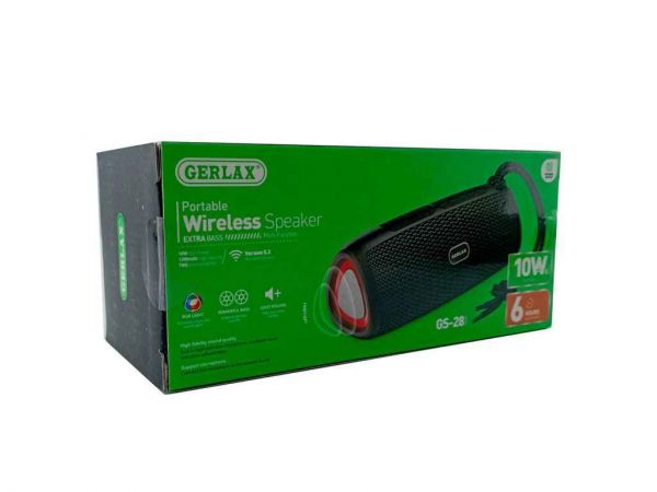   GS-28, BT/USB/FM/AUX/microSD LED, 1200mAh TWS 13x13x17cm  Gerlax -  1