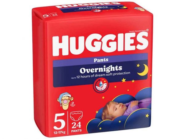 ϳ- 5 24 Overnights Pants 12-17 HUGGIES -  1