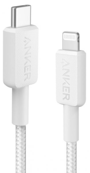  Anker 322 USB-C to Lightning - 0.9m Nylon White (A81B5H21) (A81B5H21/A81B5G21) -  1