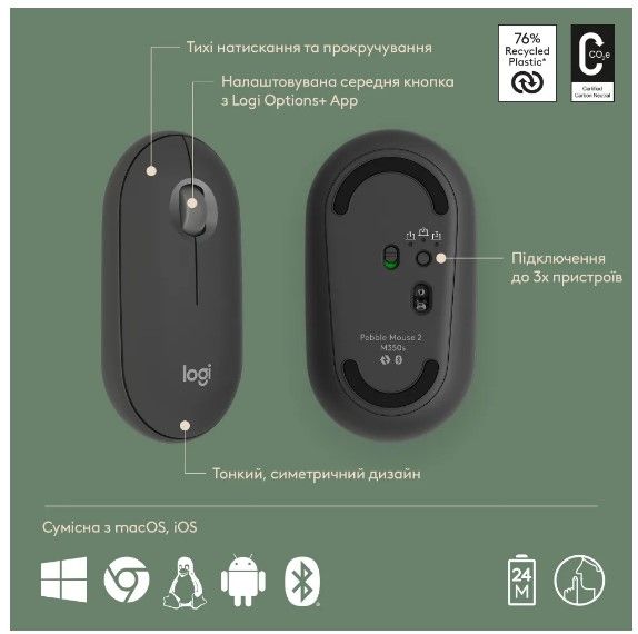 IT  Logitech Pebble 2 Combo for Mac Tonal Graphite (L920-012244) -  10