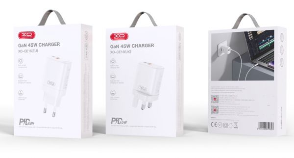    XO CE16 - 45W PD USB-C & 22.5W QC USB-A White (CE16_White) -  3