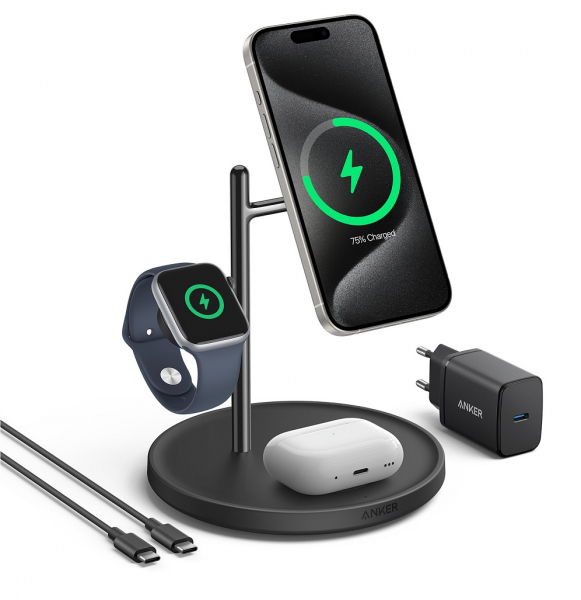    Anker MagGo 3-in-1 Wireless Charging Station (B25M3311) -  1