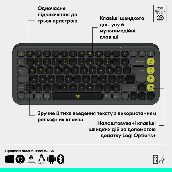  Logitech POP Icon Keys Graphite UKR (L920-013157) -  9