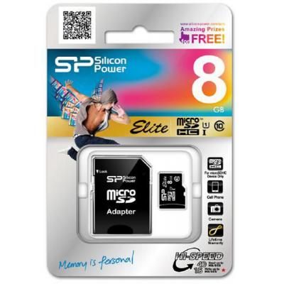   Silicon Power 8Gb microSDHC class 10 (SP008GBSTHBU1V10SP) -  2