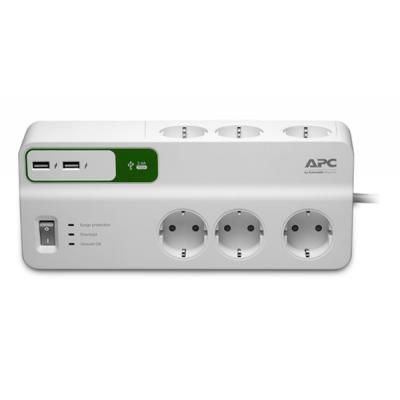    APC Essential SurgeArrest 6 outlets + 2 USB (5V, 2.4A) port (PM6U-RS) -  1