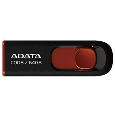 USB   ADATA 64GB C008 Black+Red USB 2.0 (AC008-64G-RKD) -  1