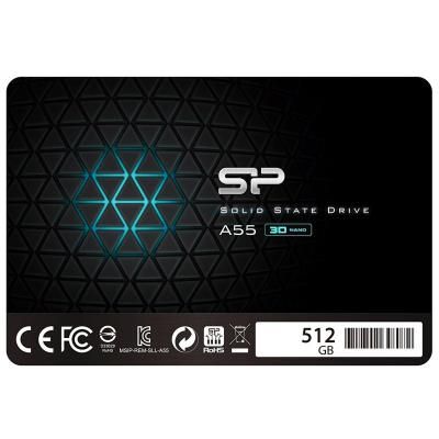   512Gb, Silicon Power A55, SATA3, 2.5", TLC, 500/450 MB/s (SP512GBSS3A55S25) -  1