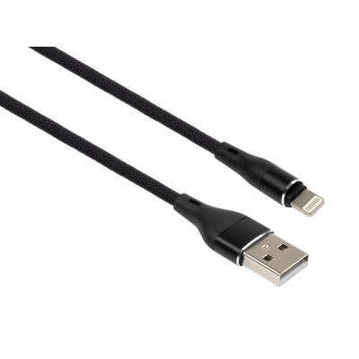   USB 2.0 AM to Lightning 1.0m cylindric nylon back Vinga (VCPDCLCANB1BK) -  1