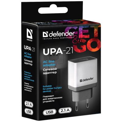   Defender UPA-21 white, 1xUSB, 5V / 2.1A (83571) -  3