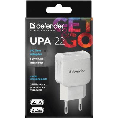   Defender UPA-22 white, 2xUSB, 2.1A (83580) -  4