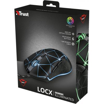  Trust GXT 133 Locx Illuminated Gaming, Black, USB, , 800/1200/2400/4000 dpi, 6  , LED     4   , 1.8  (22988) -  6