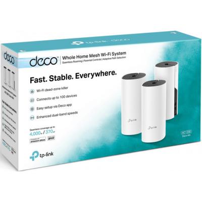   Wi-Fi TP-Link DECO E4 3 pcs AC1200, 2xFE LAN/WAN, MESH, MU-MIMO, Beamformi (DECO-E4-3-PACK) -  4