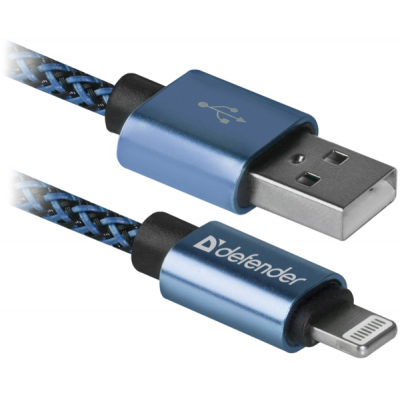   USB 2.0 AM to Lightning 1.0m ACH01-03T 2.1A blue Defender (87811) -  1