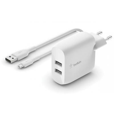   Belkin Home Charger (24W) DUAL USB 2.4A, MicroUSB 1m, white (WCE001VF1MWH) -  1