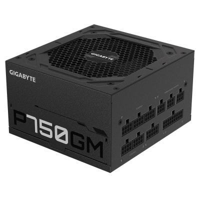   750W, Gigabyte P750GM, Black, , 120  (HYB), Active PFC, 80 Plus Gold, MB: 20+4 pin, CPU: 4+4 pin, VGA: 4 x 6+2 pin, 3xMolex/1xFDD / 8xSATA, : OVP/OPP/SCP/UVP/OCP/OTP (GP-P750GM) -  3