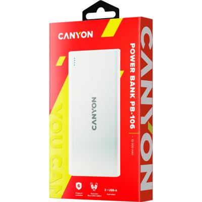   Canyon PB-106 10000mAh Input 5V/2A, Output 5V/2.1A(Max) (CNE-CPB1006W) -  5