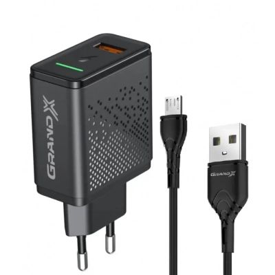   Grand-X Fast Charge 3--1 QC3.0, FCP, AFC, 18W + cable microUSB (CH-650M) -  1