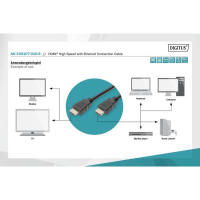   HDMI to HDMI 1.0m UHD 4K Digitus (AK-330107-010-S) -  5