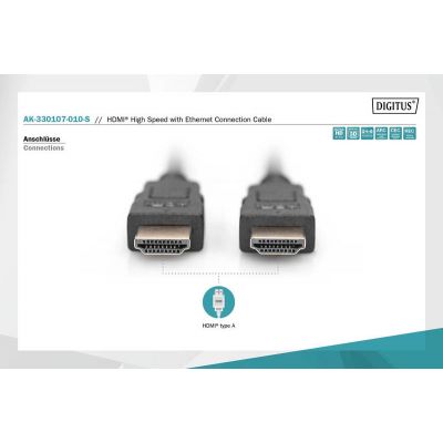   HDMI to HDMI 1.0m UHD 4K Digitus (AK-330107-010-S) -  6