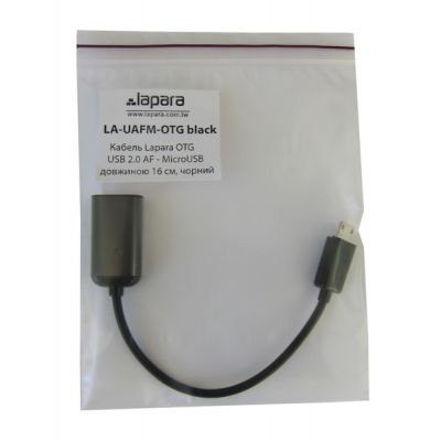   OTG USB 2.0 AF to Micro 5P 0.16m Lapara (LA-UAFM-OTG black) -  2