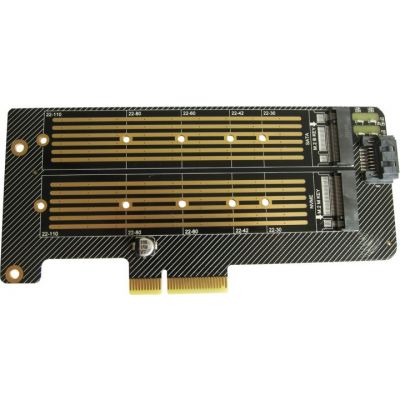  Dynamode 2 M.2 NVMe M-Key/SATA B-key SSD to PCI-E 3.0 x4/x8/x16, (PCI-Ex4-2xM.2 MB-key) -  1