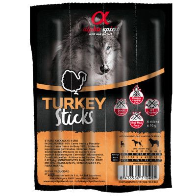    Alpha Spirit DOG Sticks Turkey   ,  40  (8436586310417) -  1