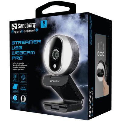   - Sandberg Streamer Webcam Pro Full HD Autofocus Ring Light Black (134-12) -  5