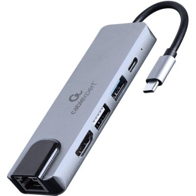 - Cablexpert 5--1, Grey, Type-C: 1xUSB 3.1, 1xUSB 2.0, 1xHDMI, 1xType-C (87 ), 1xLan,   (A-CM-COMBO5-04) -  1