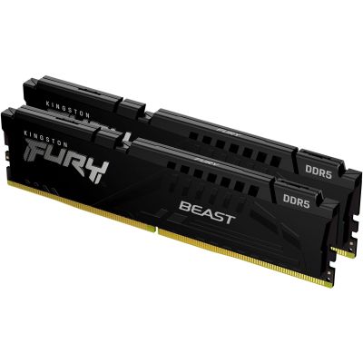 ' 32Gb x 2 (64Gb Kit) DDR5, 5600 MHz, Kingston Fury Beast, Black, 40-40-40, 1.25V,   (KF556C40BBK2-64) -  2