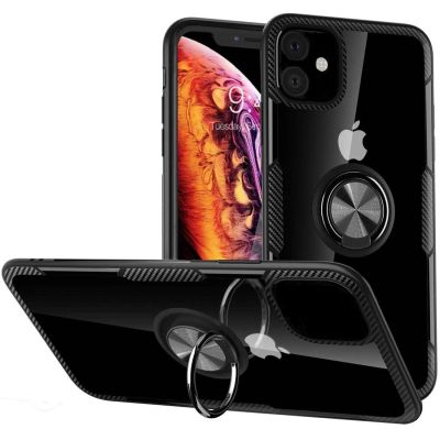     Drobak Magnetic Ring Case with Airbag Apple iPhone 12 Black (707017) -  1