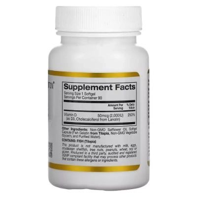 ³ California Gold Nutrition ³ D3, 2000 , Vitamin D3, 90   '  (CGN-01179) -  2