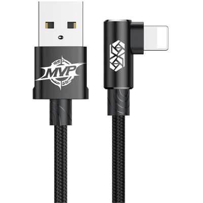   USB 2.0 AM to Lightning 1.0m MVP Elbow Type 2.4A Black Baseus (CALMVP-01) -  1