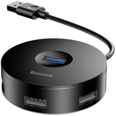  Baseus Round box HUB adapter (USB3.0 to USB3.0*1+USB2.0*3) Black (CAHUB-F01) -  1