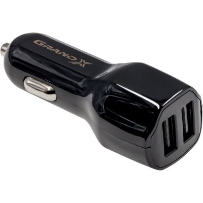    Grand-X CH-28, 3,4A, 12-24V, Black 2USB 5V/3.4A -  1