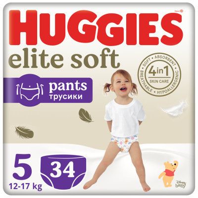 ϳ Huggies Elite Soft 5 (12-17) Mega 34  (5029053549354) -  1