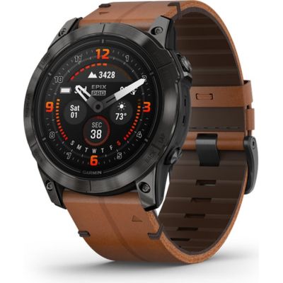 - Garmin EPIX PRO (g2), 51, Saph, CrbnGryDLC Ti, Chsnt Lthr, GPS (010-02804-30) -  1