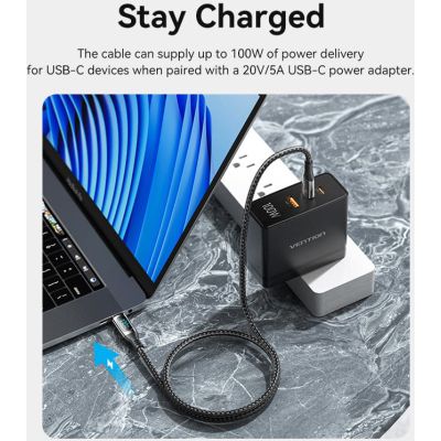   USB-C to USB-C1.2m 3.1 100W Display Zinc Alloy Vention (TAYBAV) -  6