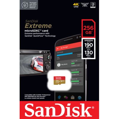  ' SanDisk 256GB microSD class 10 UHS-I U3 Extreme For Mobile Gaming (SDSQXAV-256G-GN6GN) -  2