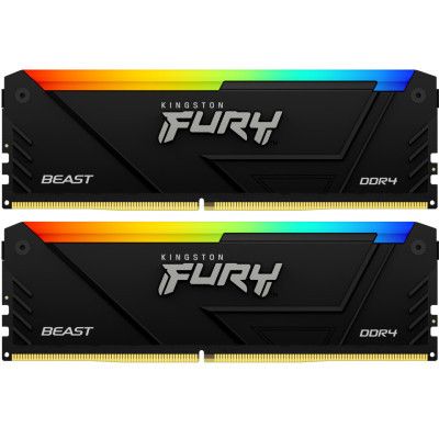  '  ' DDR4 32GB (2x16GB) 3733 MHz Beast Black RGB Kingston Fury (ex.HyperX) (KF437C19BB12AK2/32) -  1