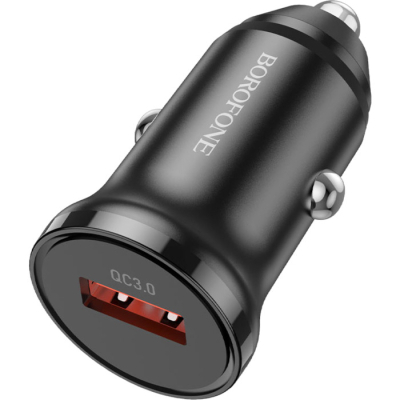   BOROFONE BZ18 single port QC3.0 car charger USB Black (BZ18B) -  2