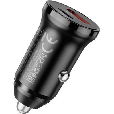   BOROFONE BZ18A PD20W+QC3.0 car charger USB-A/Type-C Black (BZ18AB) -  2