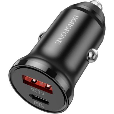   BOROFONE BZ18A PD20W+QC3.0 car charger USB-A/Type-C Black (BZ18AB) -  1