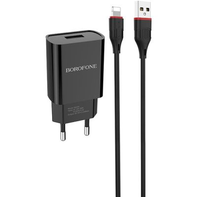   BOROFONE BA20A Sharp charger set(Lightning) Black (BA20ALB) -  1