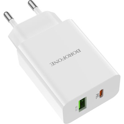   BOROFONE BA56A Lavida dual port PD20W+QC3.0 charger White (BA56AW) -  2