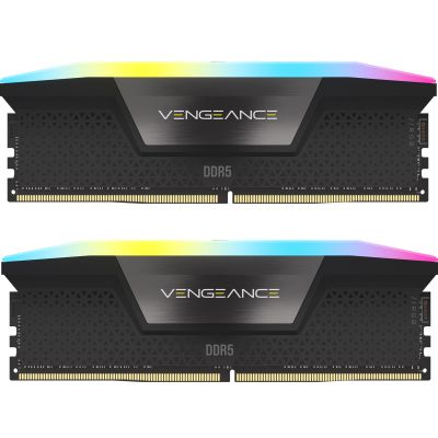     DDR5 48GB (2x24GB) 6000 MHz Vengeance RGB Black Corsair (CMH48GX5M2B6000C30) -  1