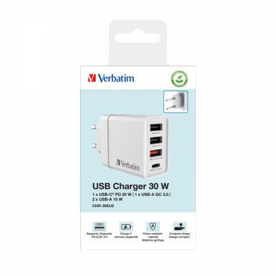   Verbatim USB 30W PD3.0 4-ports white (49701) -  8