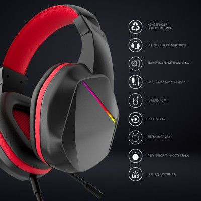  GamePro HS311 RGB Black/Red (HS311) -  12